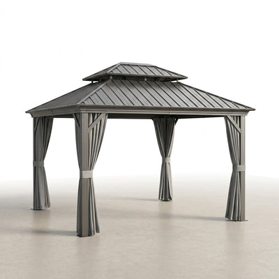 Patio Gazebo Built for Year-Round Coverage, 10x10 Hardtop, Galvanized Steel Roof, Aluminum Frame