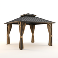 Outdoor Hardtop Gazebo Built for All-Weather Use, Galvanized Steel Roof, Aluminum Frame, Netting & Curtains