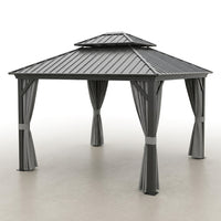 10 Ft. X 10 Ft. Patio Double-Top Hardtop Gazebo Galvanized Steel Roof Aluminum Frame — Studio Shot