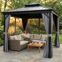 10 Ft. X 10 Ft. Patio Double-Top Hardtop Gazebo Galvanized Steel Roof Aluminum Frame — Lifestyle