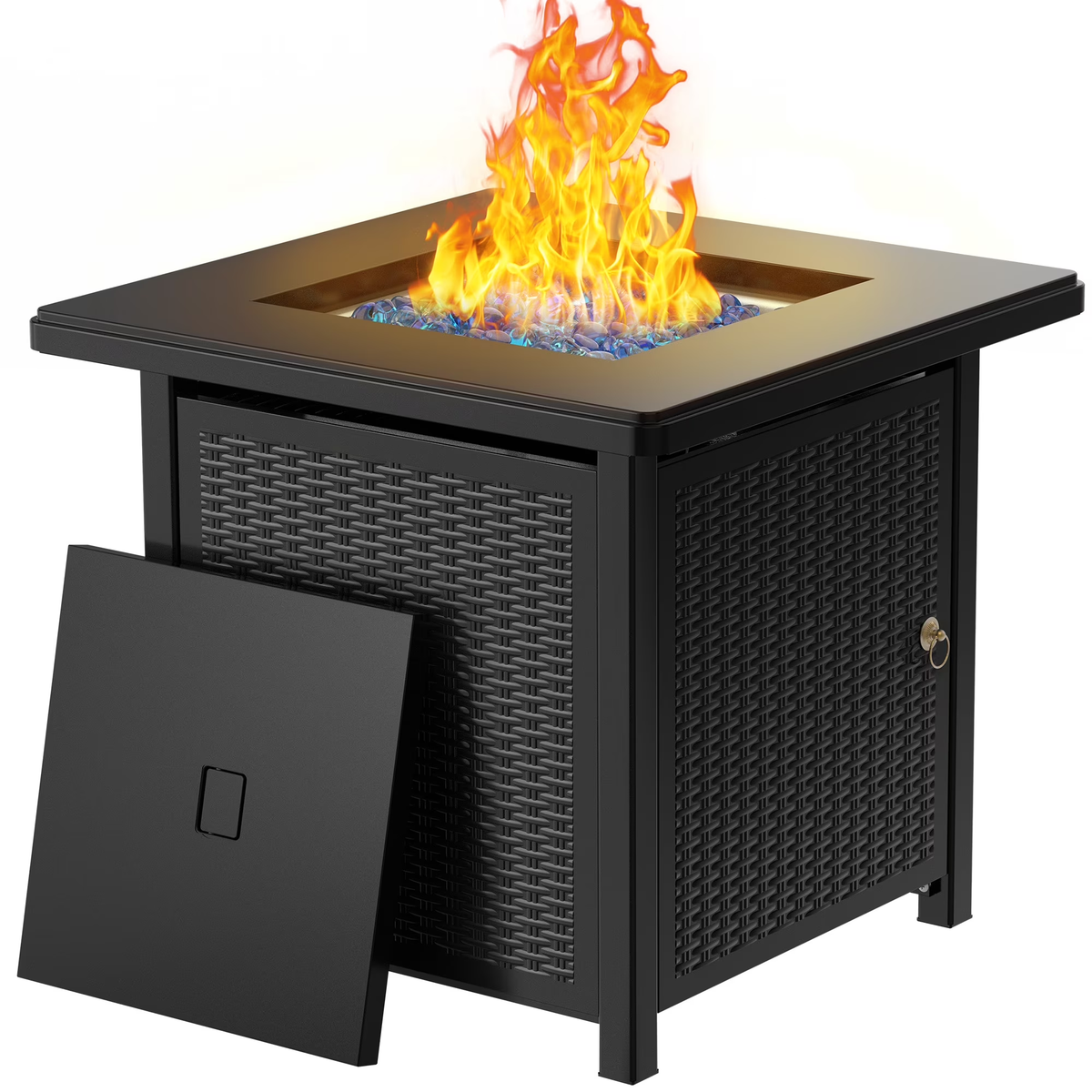 Propane Gas Fire Pit Table with Lid for outside Backyard, Patio 50000 BTU 28 Inch