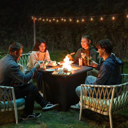 Propane Gas Fire Pit Table with Lid for outside Backyard, Patio 50000 BTU 28 Inch