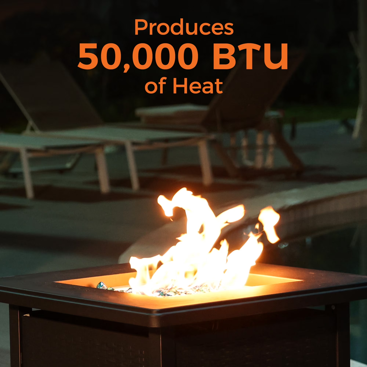 Propane Gas Fire Pit Table with Lid for outside Backyard, Patio 50000 BTU 28 Inch