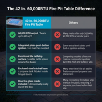 42 In. 60,000BTU Fire Pit Propane Gas Fire Pit Table Rectangular Tabletop — Comparison