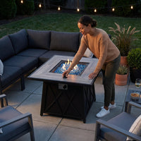 42 In. 60,000BTU Fire Pit Propane Gas Fire Pit Table Rectangular Tabletop — Lifestyle