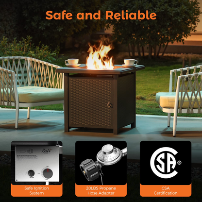 Propane Gas Fire Pit Table with Lid for outside Backyard, Patio 50000 BTU 28 Inch