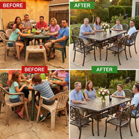 6 - Person Patio Dining Set with Rectangular Table — Before & After