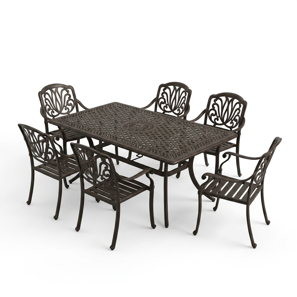 6 - Person Patio Dining Set with Rectangular Table — Studio Shot