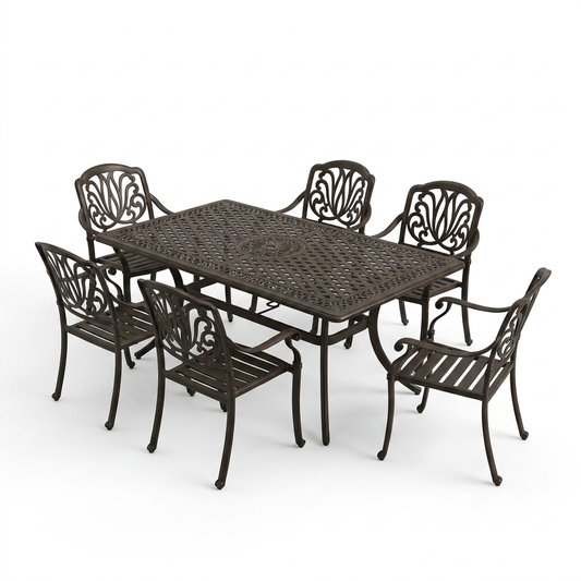6 - Person Patio Dining Set with Rectangular Table — Studio Shot