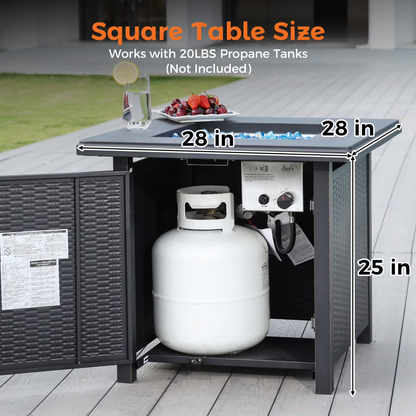Propane Gas Fire Pit Table with Lid for outside Backyard, Patio 50000 BTU 28 Inch