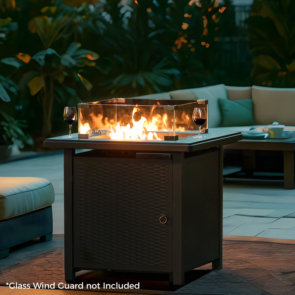 Propane Gas Fire Pit Table with Lid for outside Backyard, Patio 50000 BTU 28 Inch