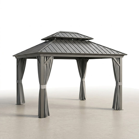 Patio Gazebo Built for Year-Round Coverage, 10x10 Hardtop, Galvanized Steel Roof, Aluminum Frame — Studio Shot