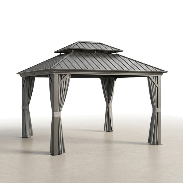 Patio Gazebo Built for Year-Round Coverage, 10x10 Hardtop, Galvanized Steel Roof, Aluminum Frame — Studio Shot