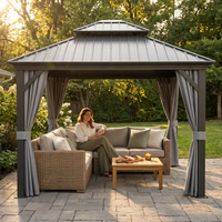 Patio Gazebo Built for Year-Round Coverage, 10x10 Hardtop, Galvanized Steel Roof, Aluminum Frame — Lifestyle