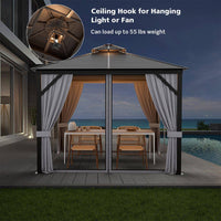 10 Ft. X 10 Ft. Patio Double-Top Hardtop Gazebo Galvanized Steel Roof Aluminum Frame