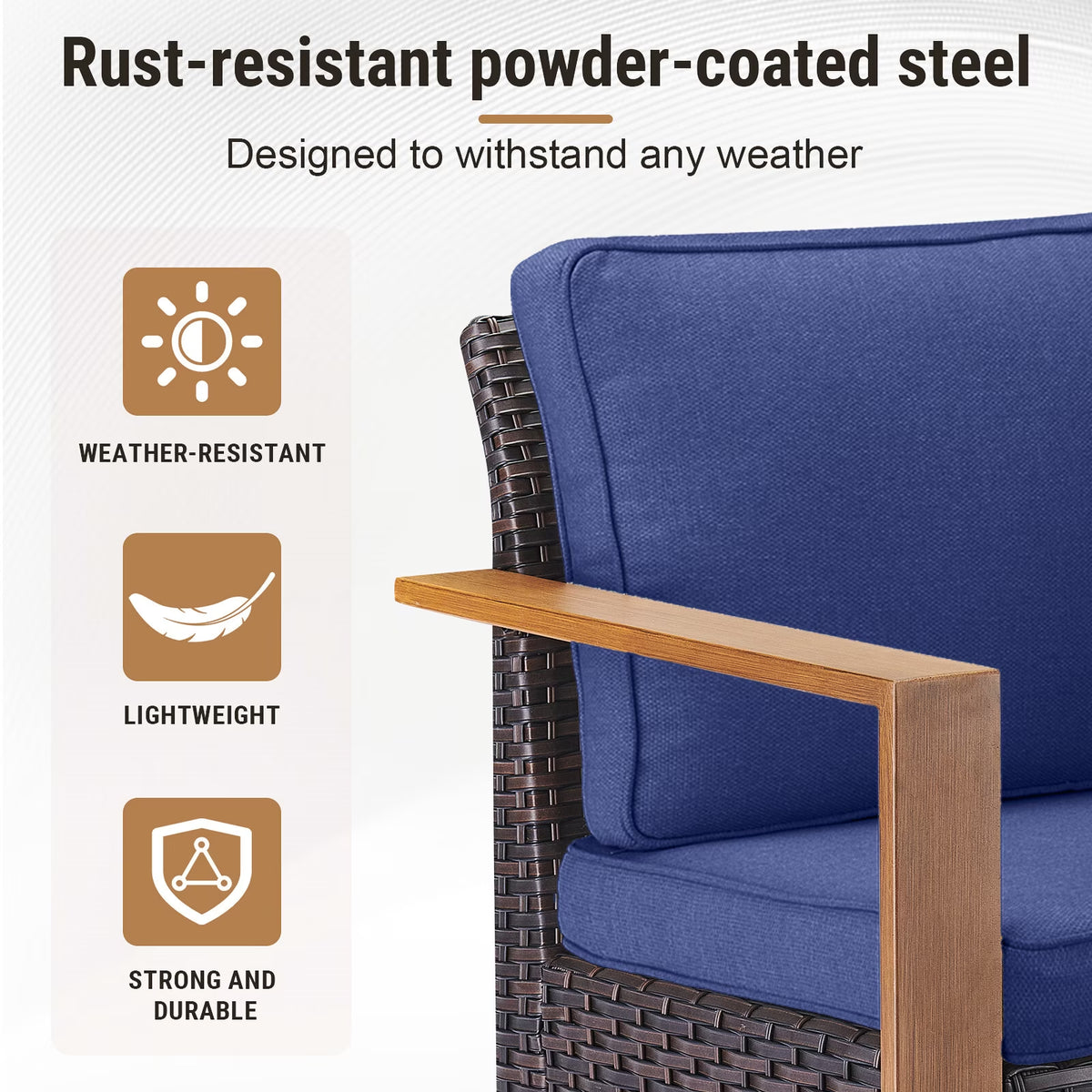 Luxury 6 Pieces Patio Furniture Set with 41” Propane Fire Pit Table,Rattan Outdoor Deep Seating Conversation Set with Swivel Glider Patio Chair and Rattan Sofa for Porch Backyard Balcony