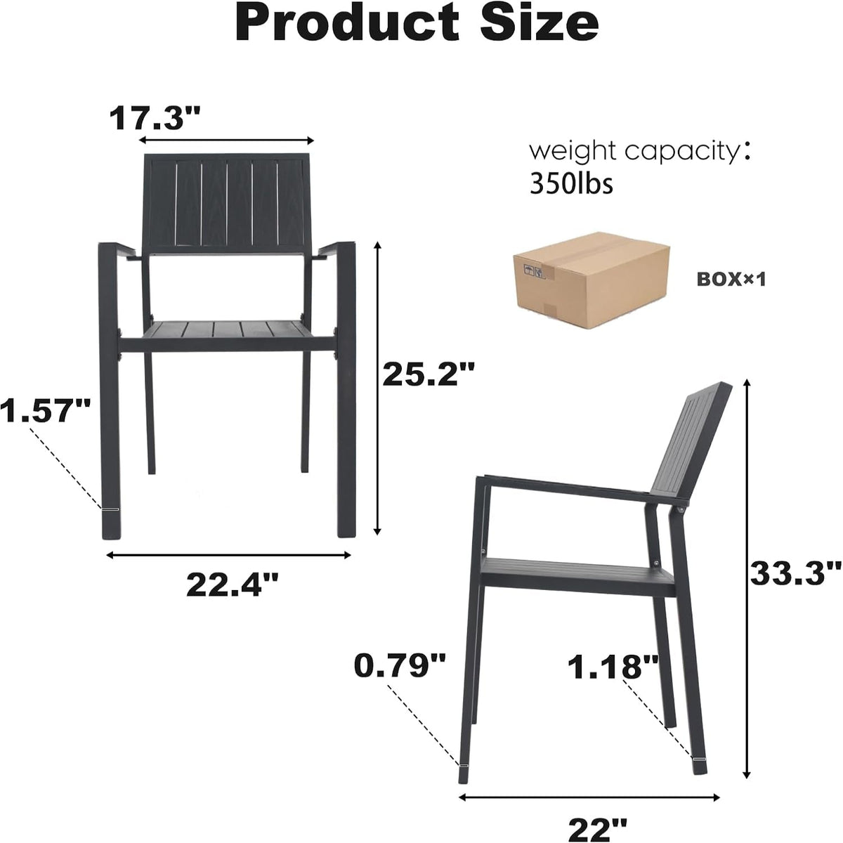 5‑Piece Outdoor Patio Dining Set, Waterproof Patio Table and Chairs for 4, Outdoor Patio Dining Set, 37.8" Square Wood‑Grain Metal Table with Umbrella Hole for Lawn Garden Backyard, Black
