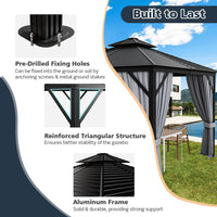 10 Ft. X 10 Ft. Patio Double-Top Hardtop Gazebo Galvanized Steel Roof Aluminum Frame